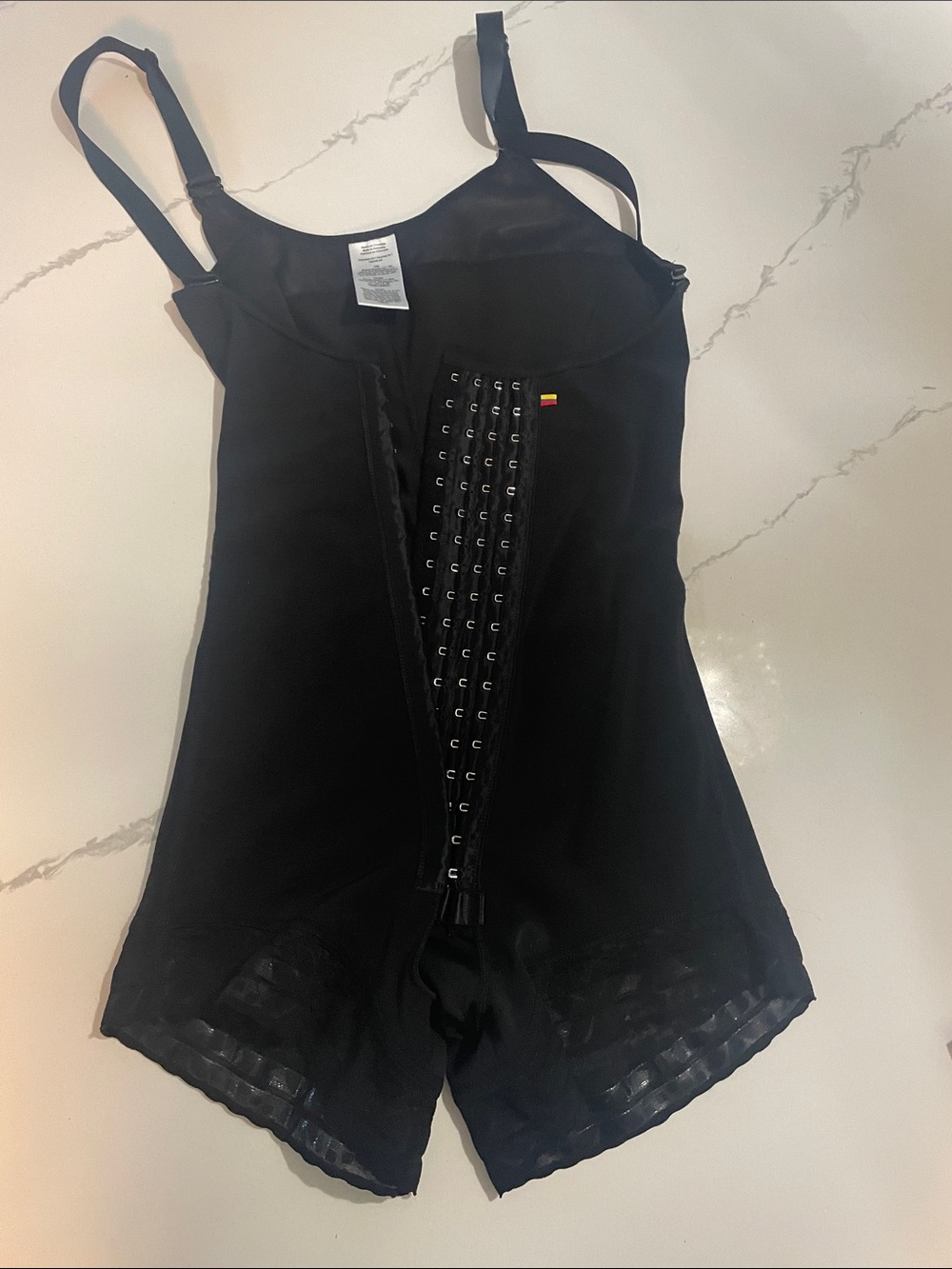 Black Faja- made in Columbia. Women's Shapewear Bodysuit with Front Hook Closure